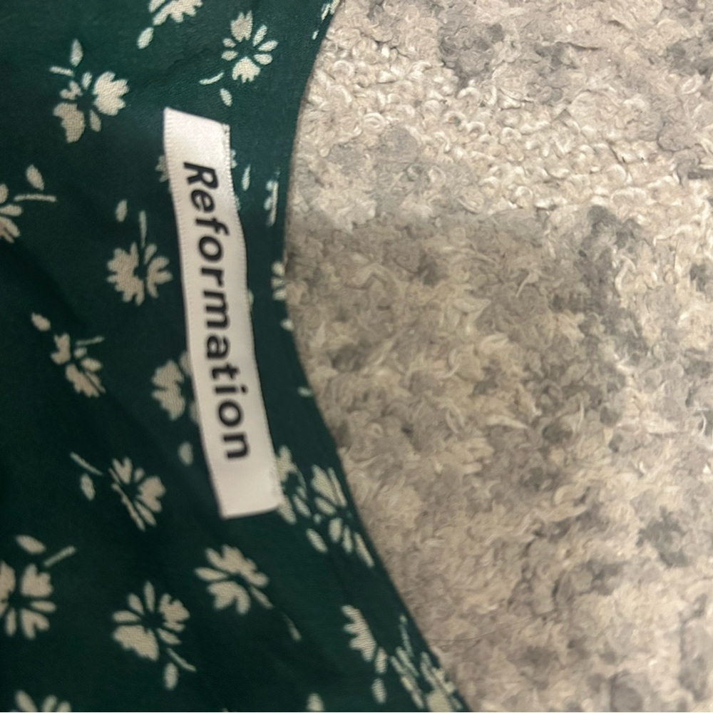NEVER WORN Reformation Green Floral Wrap Mini Dress Size Small - Picture 6 of 8